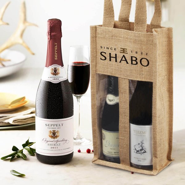 תיק יוטה טבעי ואקולוגי לנשיאת שני בקבוקי יין